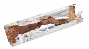 corroded chrome plated drain sink pipe isolated